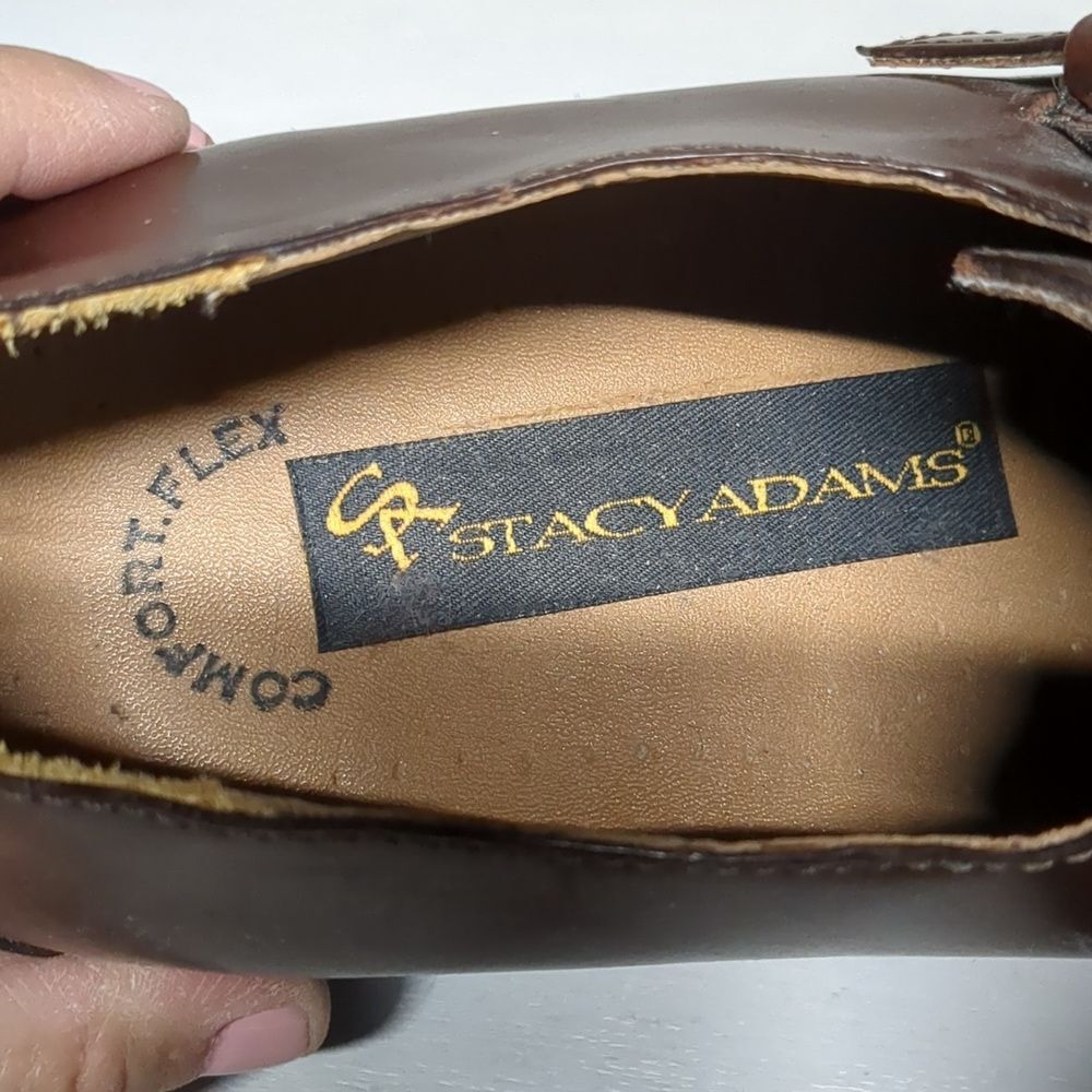 Men's Stacy Adams Brown Leather Monk Strap Dress Loafer Dress Shoe Size 9, NWOT - Picture 2 of 6